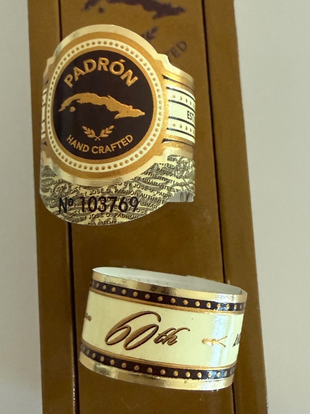 PADRON 60th Anniversary Wooden Cigar Box EMPTY Coffin Style With BANDS